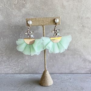 Handmade Mint and pearl Drop Earrings